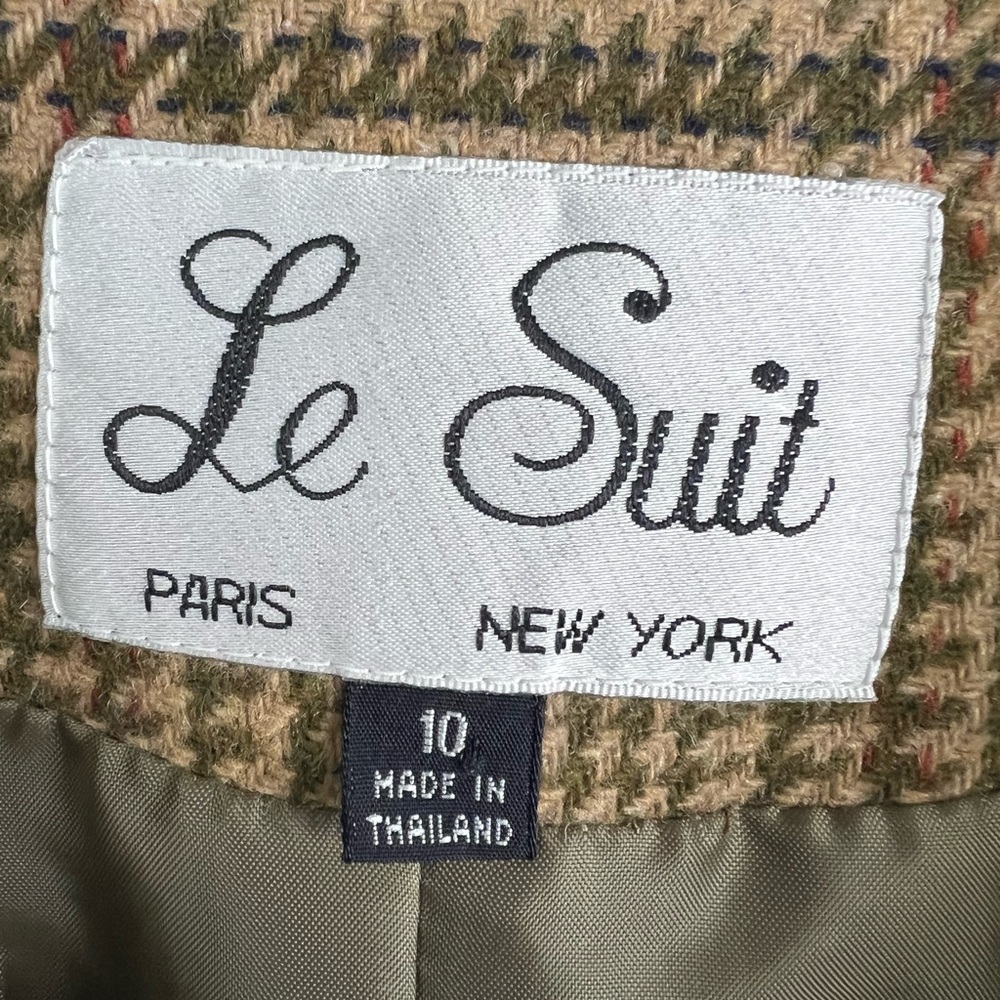Le Suit Vintage 1980s Houndstooth Blazer Skirt Set Size 10 - Picture 5 of 15